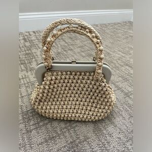 Vintage LEFCORD Elegant Cream Woven Handbag